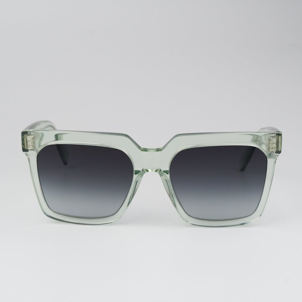 CELINE CL4055IN 93B Transparent Green Gradient Square Oversized Sunglasses